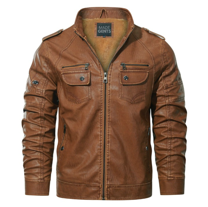 Made Gents | Leren (PU) Fleece Biker| JACKET